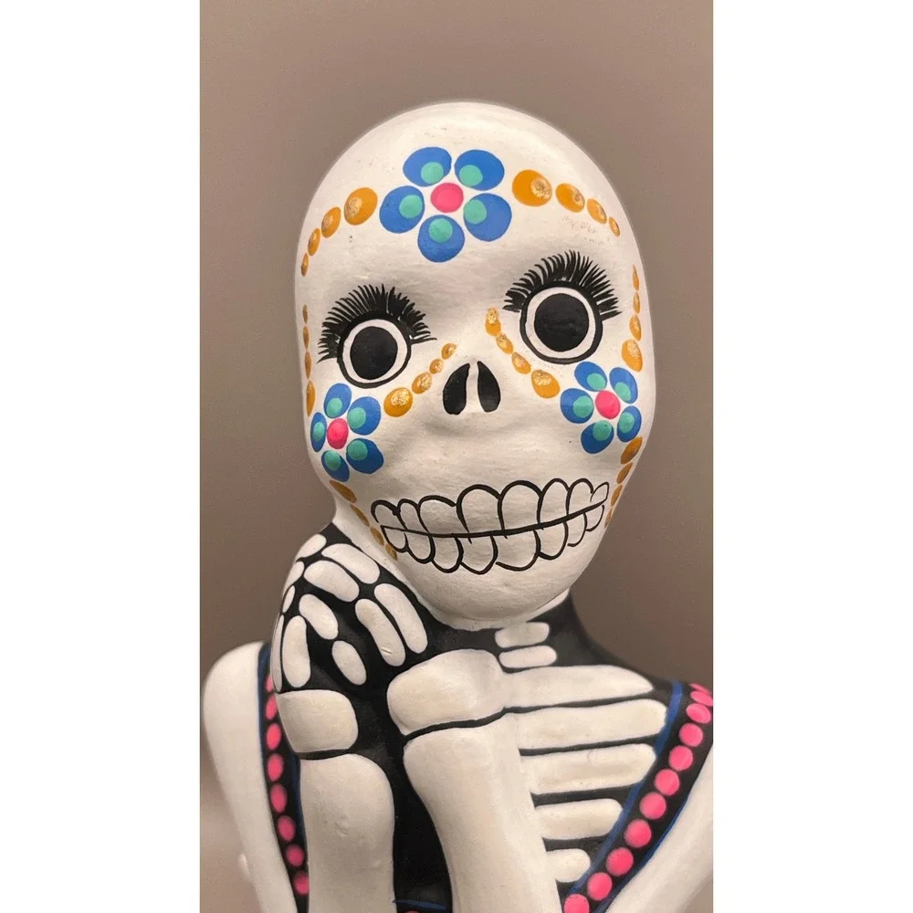 Talavera Mexican Folk Art Catrina Figurine Hand Painted Day of the Dead‎ 10" - Picture 5 of 9